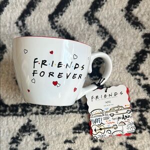Friends Forever White Mug with Red Hearts